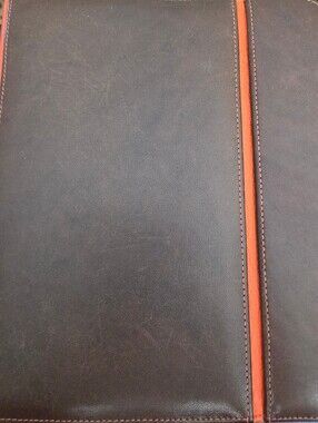 Knomo Apple iPad brown leather tablet folio with an orange accent stripe